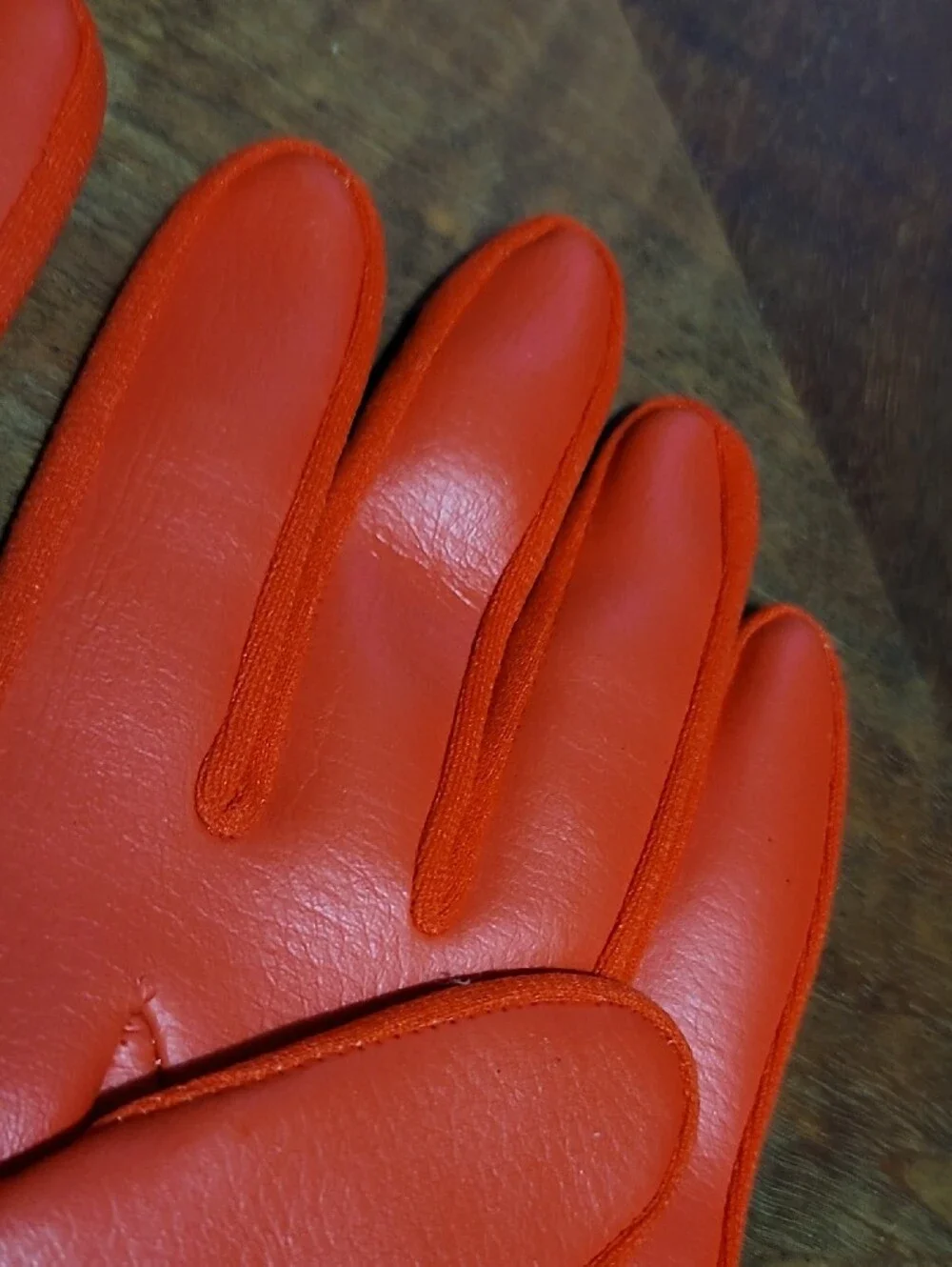 Vintage 1960s Mod Red Vinyl Dress Gloves. BRAND-NEW. Flawless.